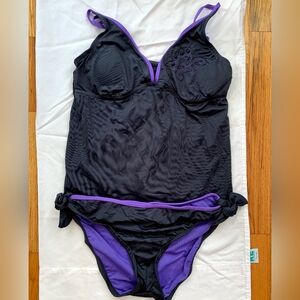 Grey Purple Tankini size M